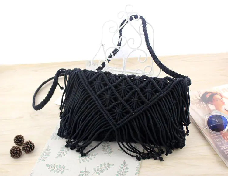 Handwoven Cotton Tassel Beach Bag (Women’s)