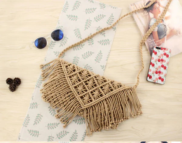 Handwoven Cotton Tassel Beach Bag (Women’s)