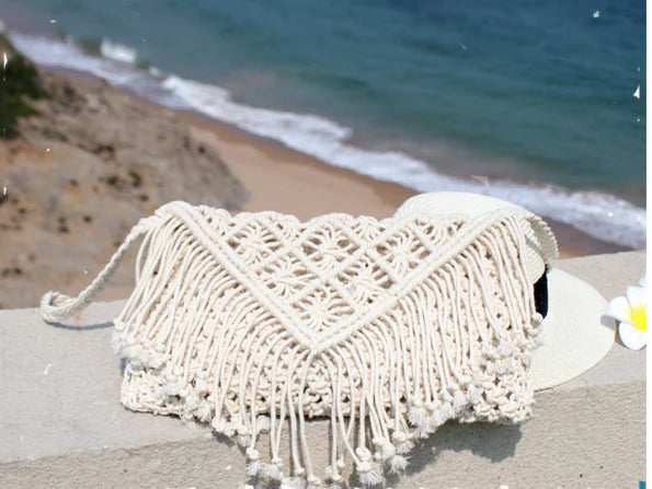 Handwoven Cotton Tassel Beach Bag (Women’s)