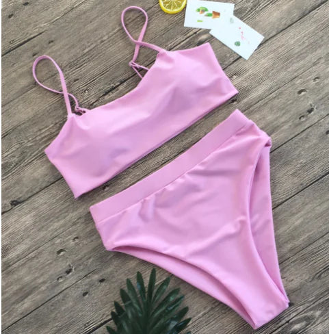 Wide Strap Bandeau Bikini Set