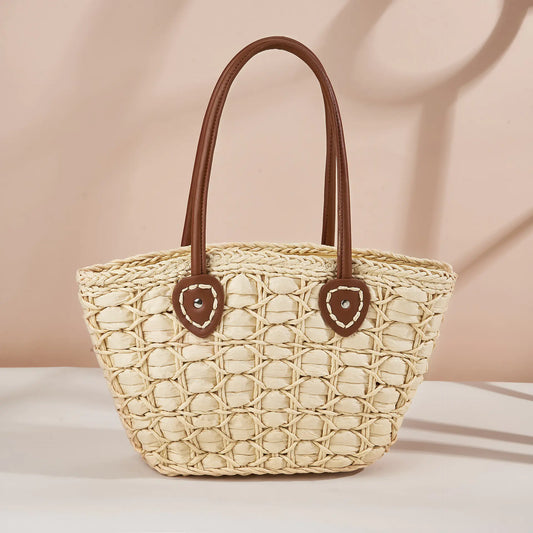 Women’s Retro Woven Straw Shoulder Bag for Beach