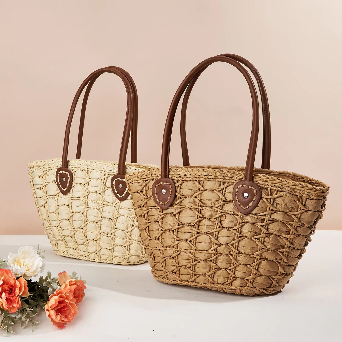 Women’s Retro Woven Straw Shoulder Bag for Beach