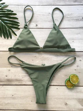 Chic Solid Color Bikini