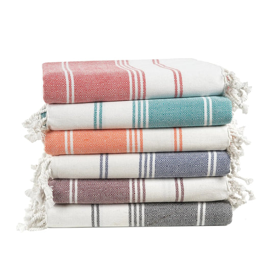 LANE LINEN Beach Towels 6 Pack Oversized Beach Towel Pre-Washed Large Beach Towel Stylish Pool Towels for Adults Quick Dry Beach Towel Lightweight Travel Towel 39"x71" - Diamond Multi Colors
